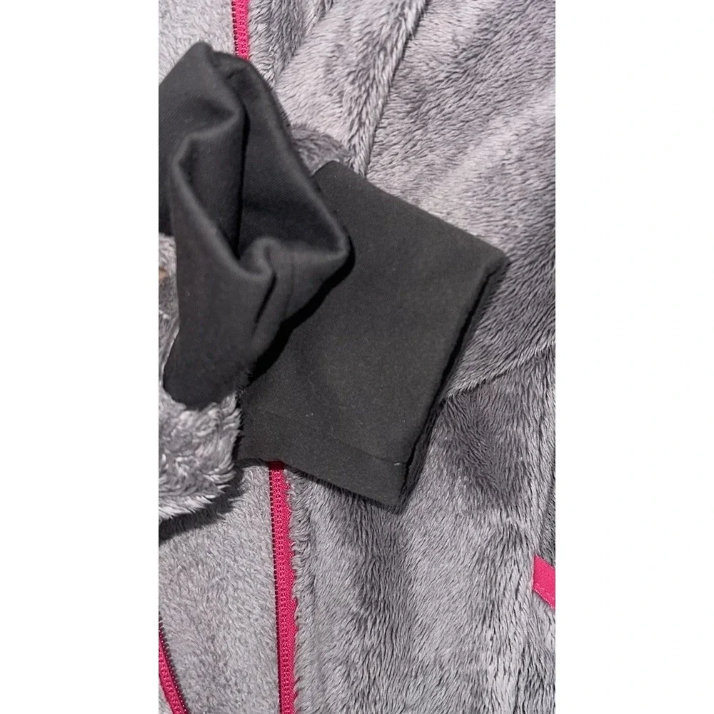 The North Face Girl's L 14/16‎ Oso Hoodie Fleece Gray Pink Full Zip Lined Teddy